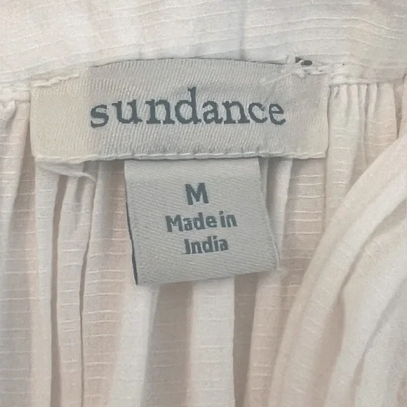 Sundance Trisha Eyelet White Fringe Trim V-Neck Tassel Tie CoverUp Dress Medium - Picture 10 of 11